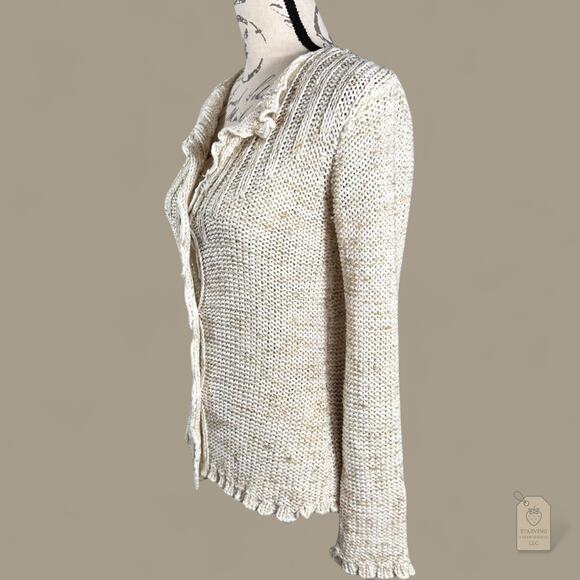 BCBGMAXAZRIA Cream Button Down Knit Sweater Cardigan - Picture 4 of 9